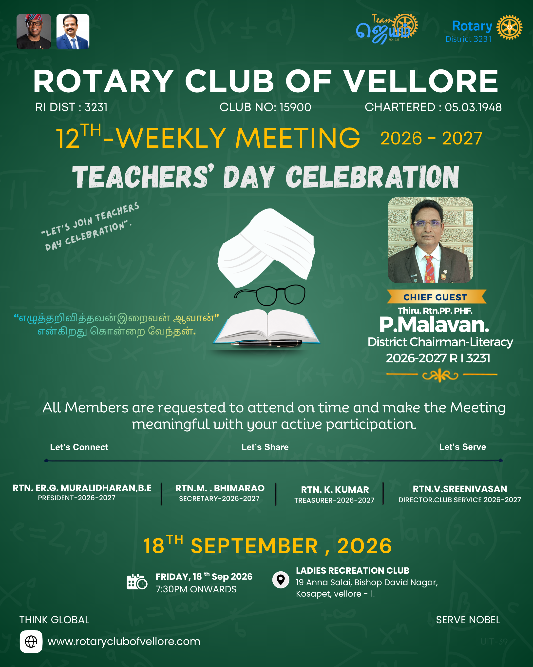 12TH-WEEKLY MEETING 2026 - 2027-TEACHERS' DAY CELEBRATION