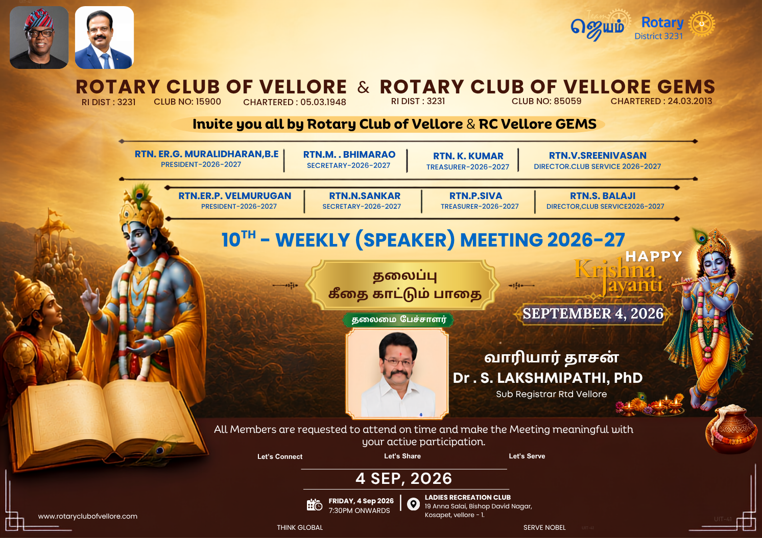 10TH - WEEKLY (SPEAKER) MEETING 2026-27